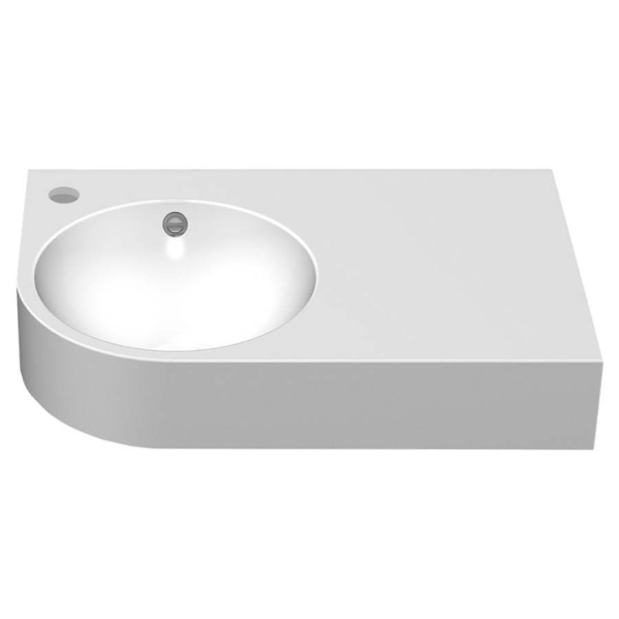 Lavabo Form
80 x 15 x 40 cm, sans
barrières, lavabo rond à
gauche, acier vitrifié, avec
trop-plein, matériel de
fixation