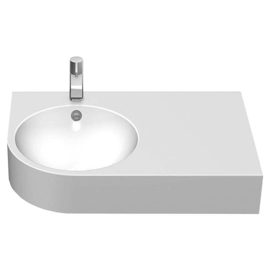 Lavabo Form
80 x 15 x 52,5 cm, sans
barrières, lavabo rond à
gauche, acier vitrifié, avec
trop-plein, matériel de
fixation