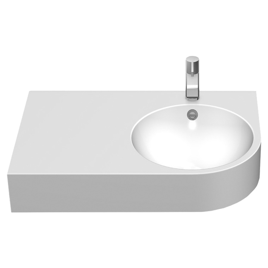 Lavabo Form
80 x 15 x 52,5 cm, sans
barrières, lavabo rond à
droite, acier vitrifié, avec
trop-plein, matériel de
fixation
