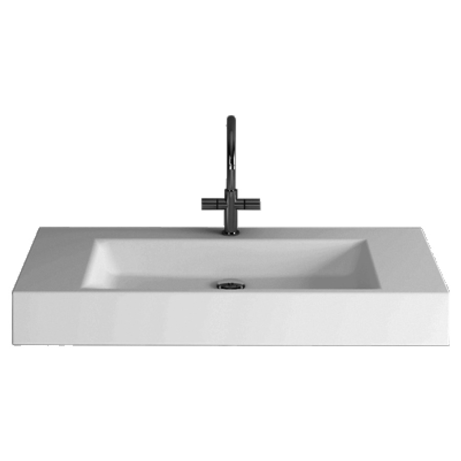 Lavabo STUDIO
120 x 47,5 x 12,5 cm, acier
pour montage mural
matériel de fixation
sans trop-plein
avec tablette de robinetterie