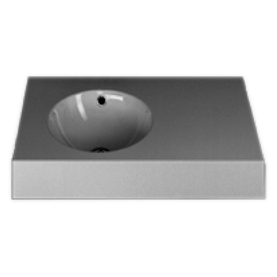 Lavabo ORBIS
80 x 50 x 12,5 cm, acier
pour montage mural, lavabo
à gauche, avec trop-plein
set de trop-plein chromé
matériel de fixation