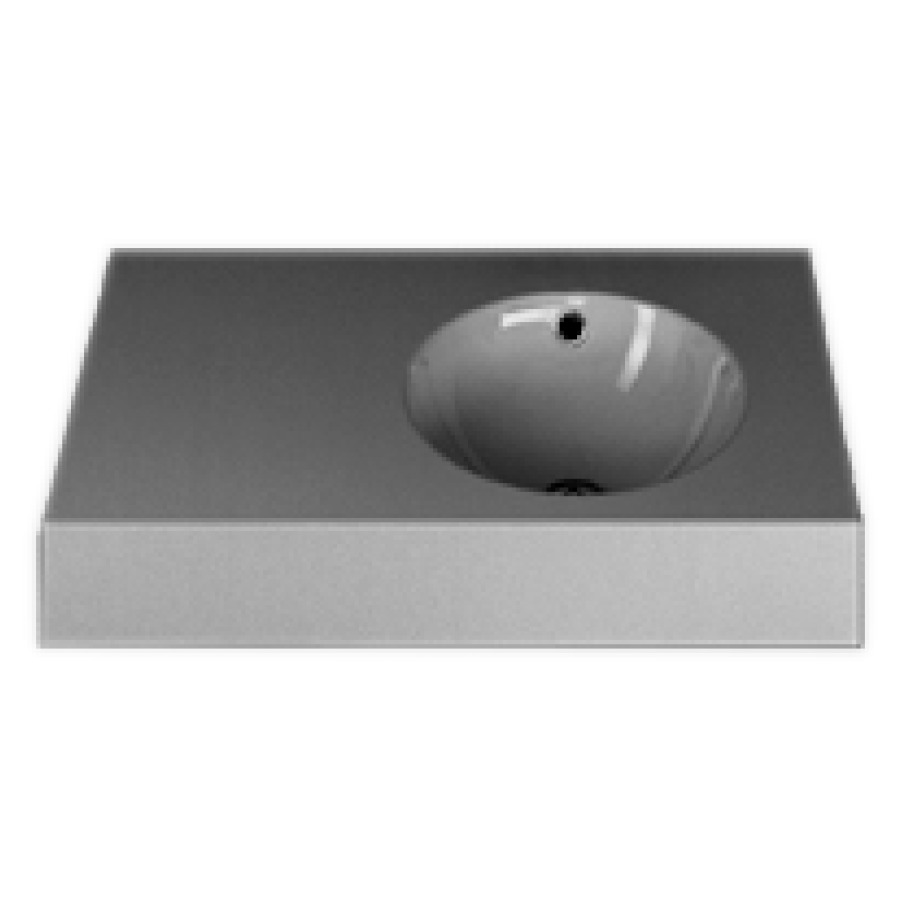 Lavabo ORBIS
80 x 50 x 12,5 cm, acier
pour montage mural, lavabo
à droite, avec trop-plein
set de trop-plein chromé
matériel de fixation
