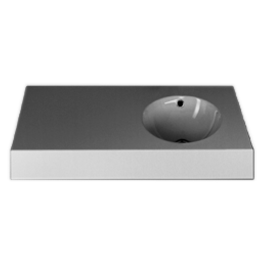 Lavabo ORBIS
100 x 50 x 12,5 cm, acier
pour montage mural, lavabo
à droite, avec trop-plein
set de trop-plein chromé
matériel de fixation