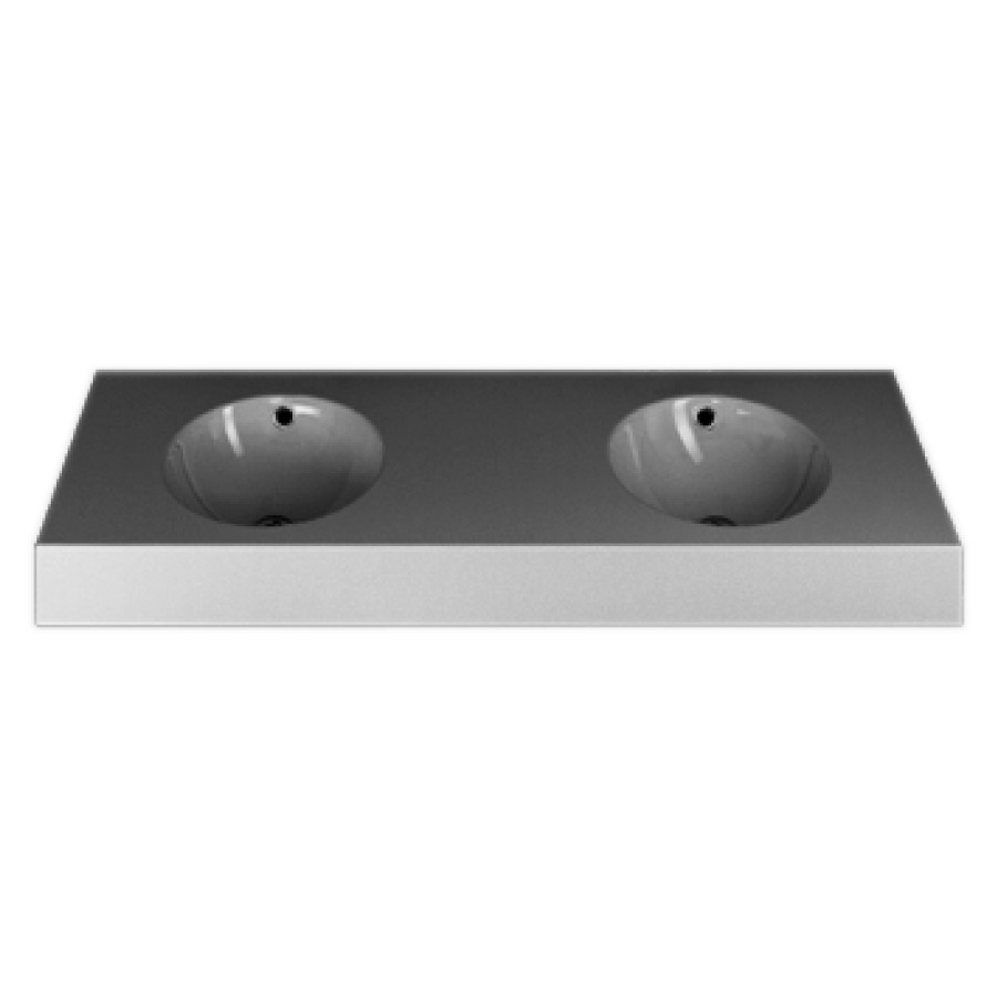 Lavabo double ORBIS
140 x 50 x 12,5 cm, acier
pour montage mural
avec trop-plein
set de trop-plein chromé
matériel de fixation