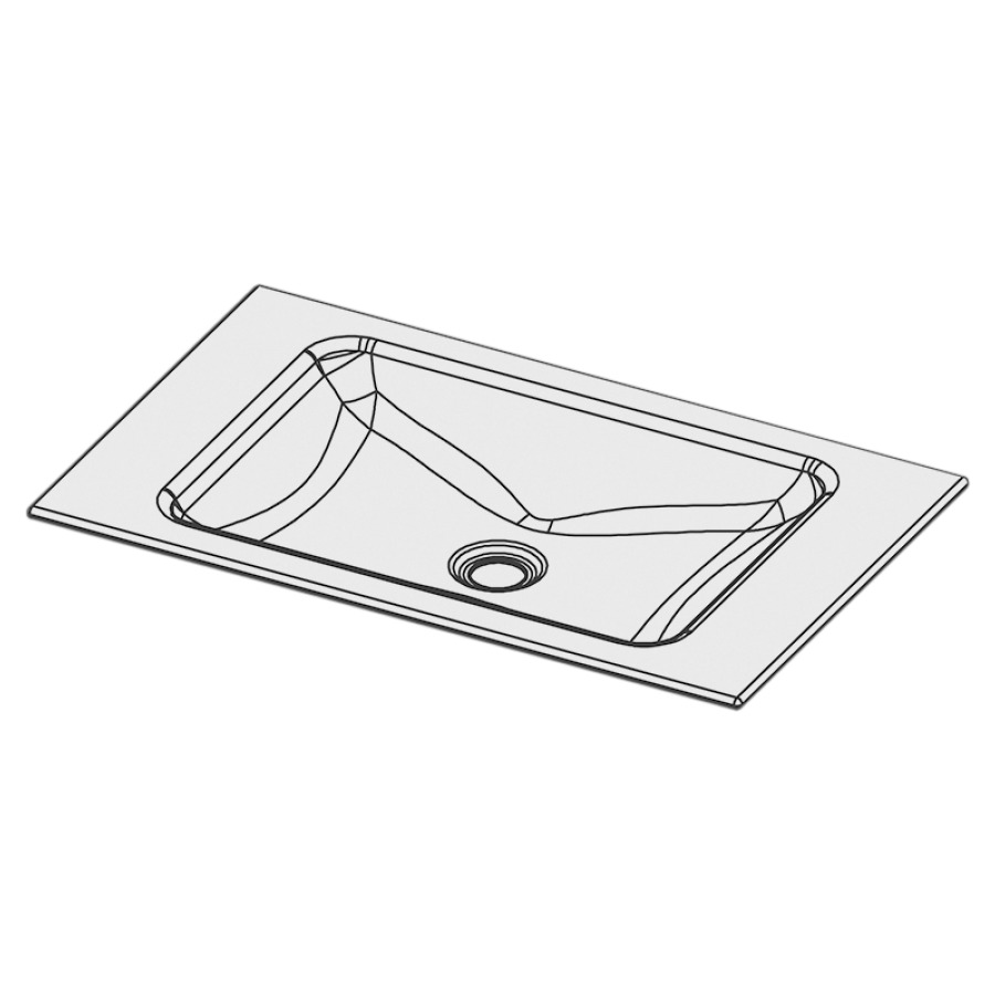 Lavabo à insérer LOTUS
65 x 40 x 1 cm, acier
sans trop-plein, sans tablette
de robinetterie