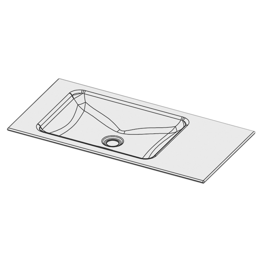 Lavabo à insérer LOTUS
80 x 40 x 1 cm, acier
sans trop-plein, sans tablette
de robinetterie, lavabo à
gauche