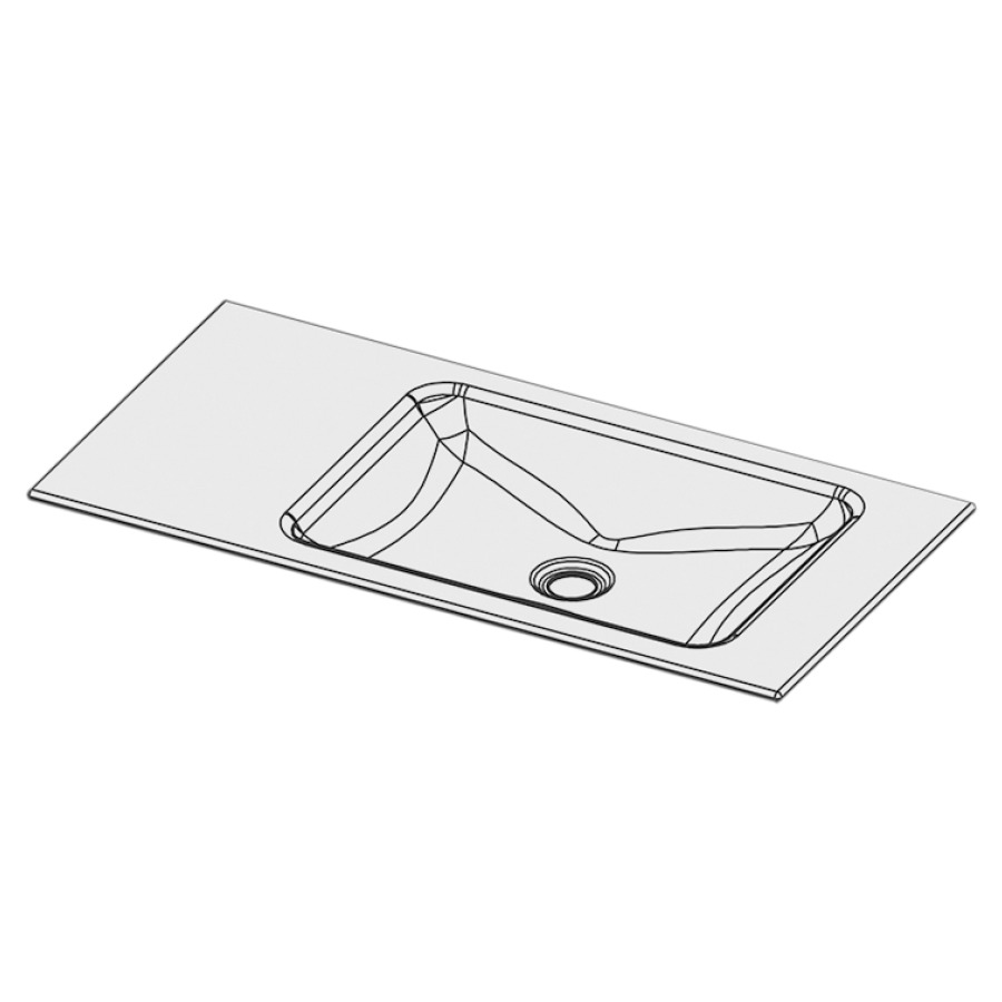 Lavabo à insérer LOTUS
80 x 40 x 1 cm, acier
sans trop-plein, sans tablette
de robinetterie, lavabo à
droite