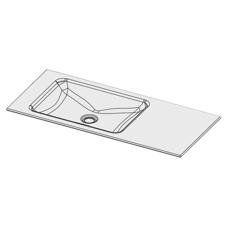 Lavabo à insérer LOTUS
90 x 40 x 1 cm, acier
sans trop-plein, sans tablette
de robinetterie, lavabo à
gauche