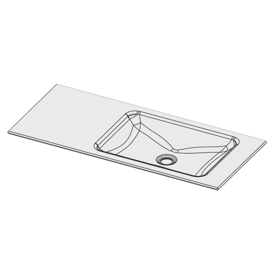 Lavabo à insérer LOTUS
90 x 40 x 1 cm, acier
sans trop-plein, sans tablette
de robinetterie, lavabo à
droite