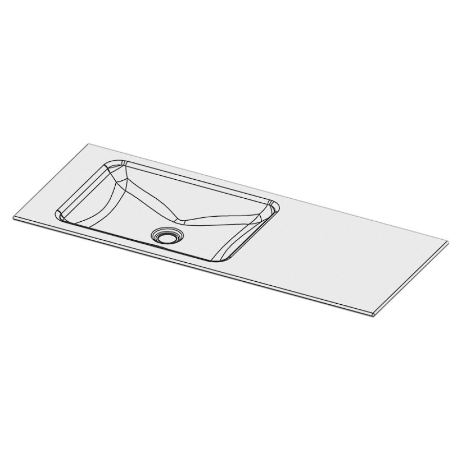 Lavabo à insérer LOTUS
100 x 40 x 1 cm, acier
sans trop-plein, sans tablette
de robinetterie, lavabo à
gauche