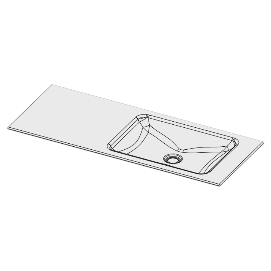 Lavabo à insérer LOTUS
100 x 40 x 1 cm, acier
sans trop-plein, sans tablette
de robinetterie, lavabo à
droite