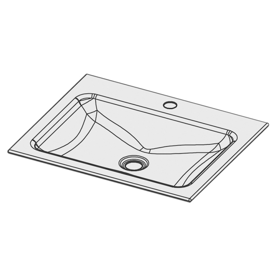 Lavabo à insérer LOTUS
55 x 45 x 1 cm, acier
sans trop-plein, avec tablette
de robinetterie
