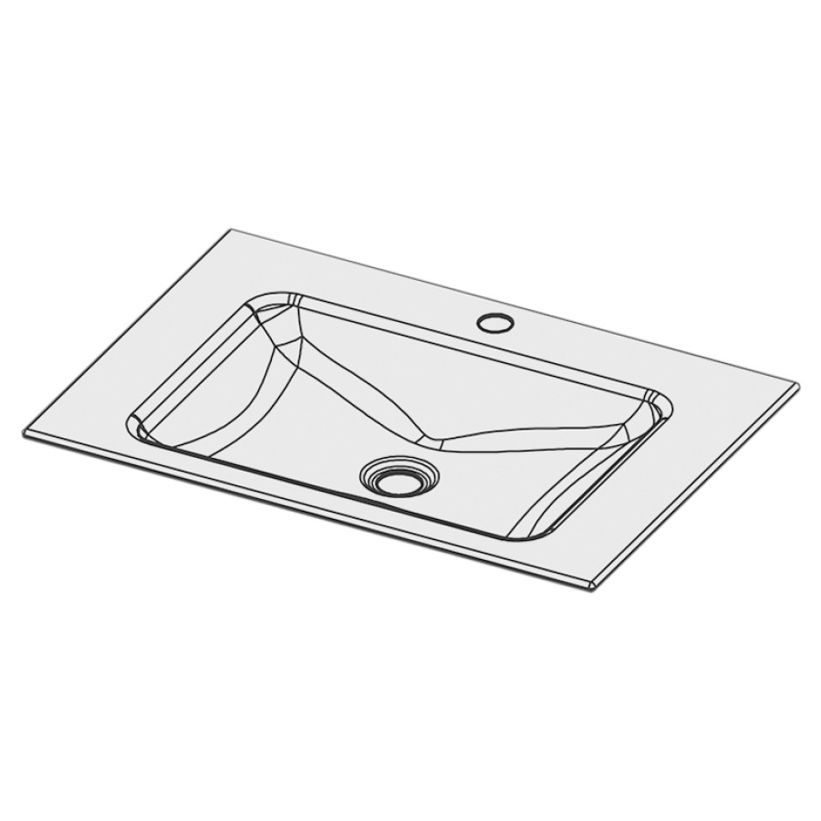 Lavabo à insérer LOTUS
65 x 45 x 1 cm, acier
sans trop-plein, avec tablette
de robinetterie