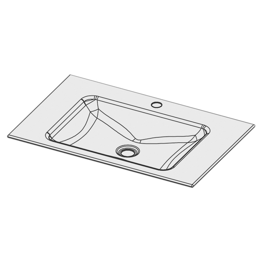 Lavabo à insérer LOTUS
70 x 45 x 1 cm, acier
sans trop-plein, avec tablette
de robinetterie