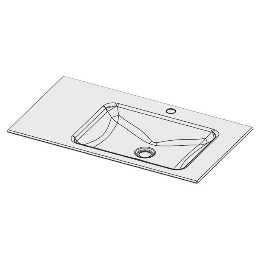 Lavabo à insérer LOTUS
80 x 45 x 1 cm, acier
sans trop-plein, avec tablette
de robinetterie, lavabo à
droite