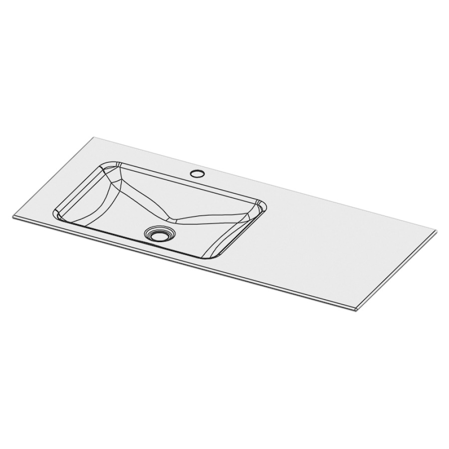 Lavabo à insérer LOTUS
100 x 45 x 1 cm, acier
sans trop-plein, avec tablette
de robinetterie, lavabo à
gauche