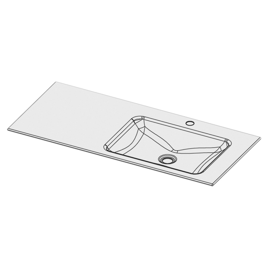Lavabo à insérer LOTUS
100 x 45 x 1 cm, acier
sans trop-plein, avec tablette
de robinetterie, lavabo à
droite