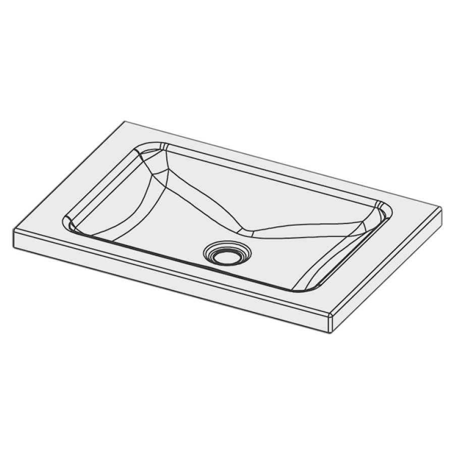 Lavabo à poser LOTUS
60 x 40 x 4 cm, acier
sans trop-plein, sans tablette
de robinetterie