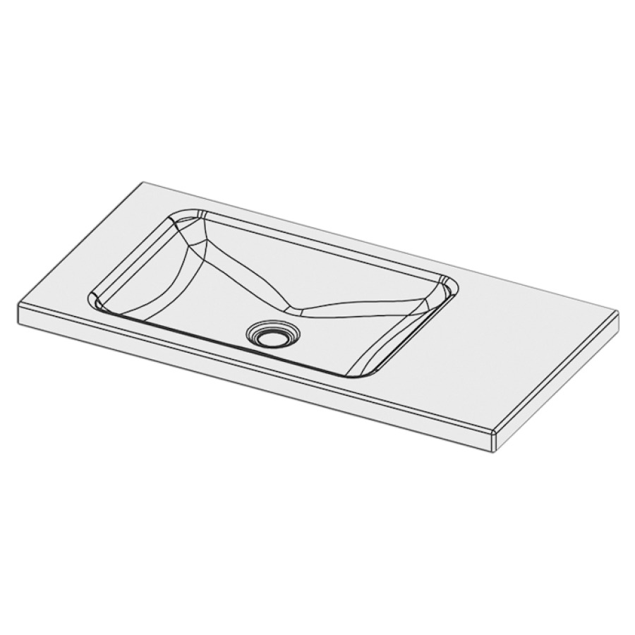 Lavabo à poser LOTUS
80 x 40 x 4 cm, acier
sans trop-plein, sans tablette
de robinetterie, lavabo à
gauche