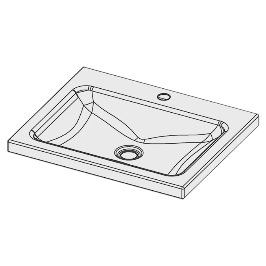 Lavabo à poser LOTUS
55 x 45 x 4 cm, acier
sans trop-plein, avec tablette
de robinetterie