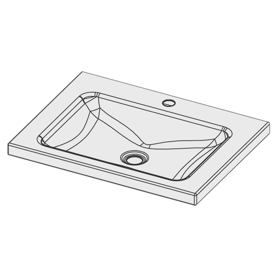Lavabo à poser LOTUS
60 x 45 x 4 cm, acier
sans trop-plein, avec tablette
de robinetterie
