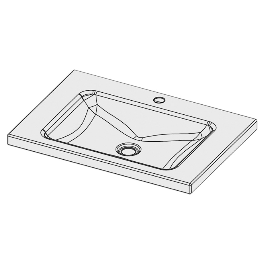 Lavabo à poser LOTUS
65 x 45 x 4 cm, acier
sans trop-plein, avec tablette
de robinetterie