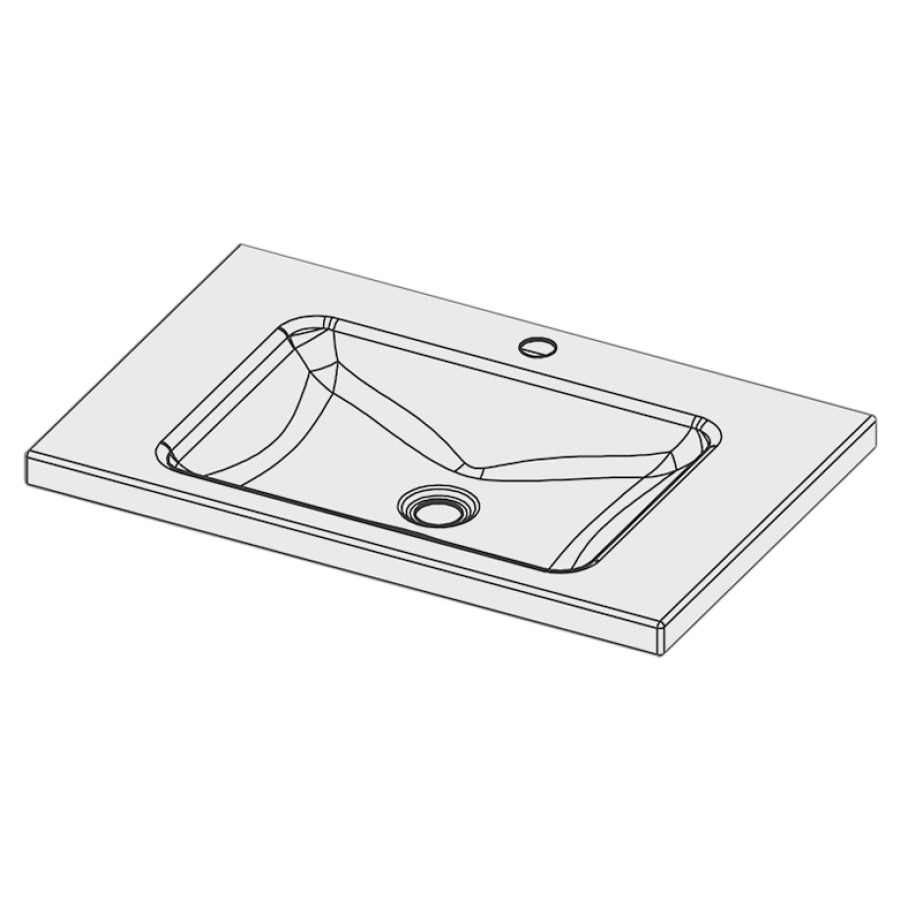 Lavabo à poser LOTUS
70 x 45 x 4 cm, acier
sans trop-plein, avec tablette
de robinetterie