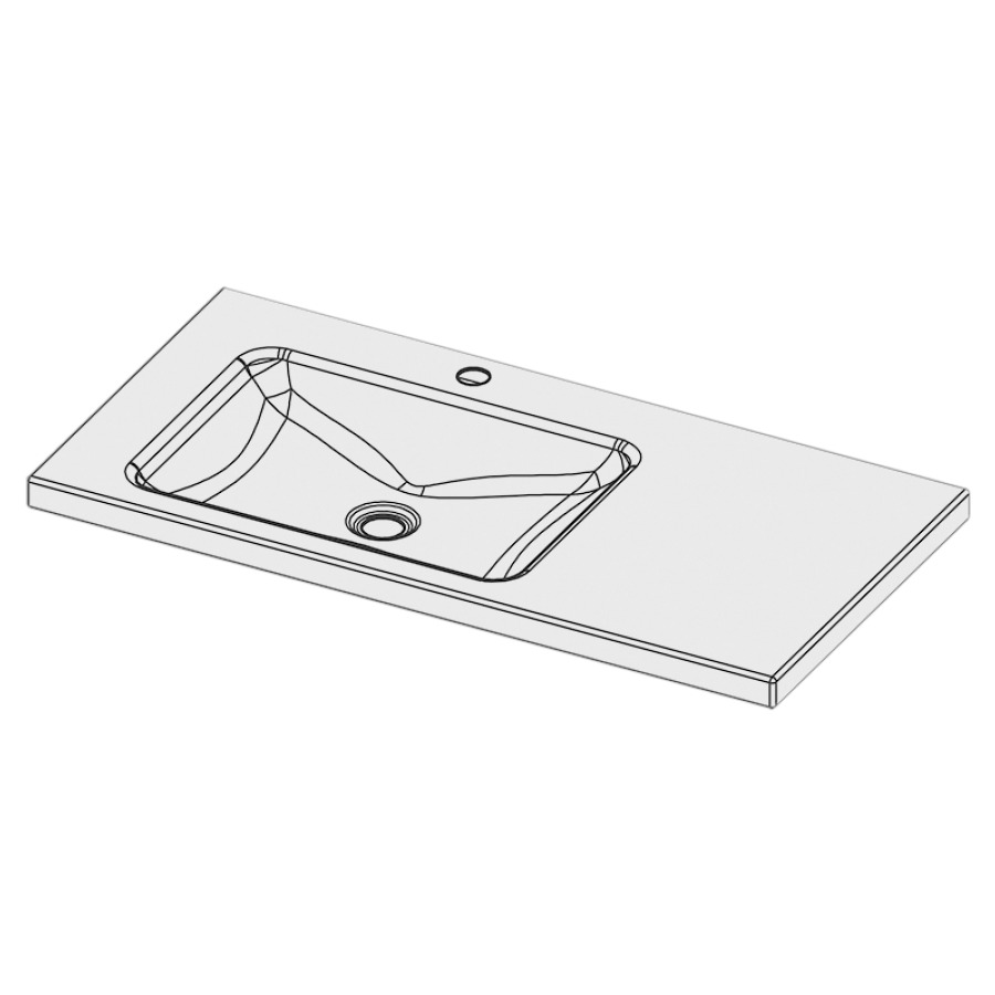 Lavabo à poser LOTUS
90 x 45 x 4 cm, acier
sans trop-plein, avec tablette
de robinetterie, lavabo à
gauche