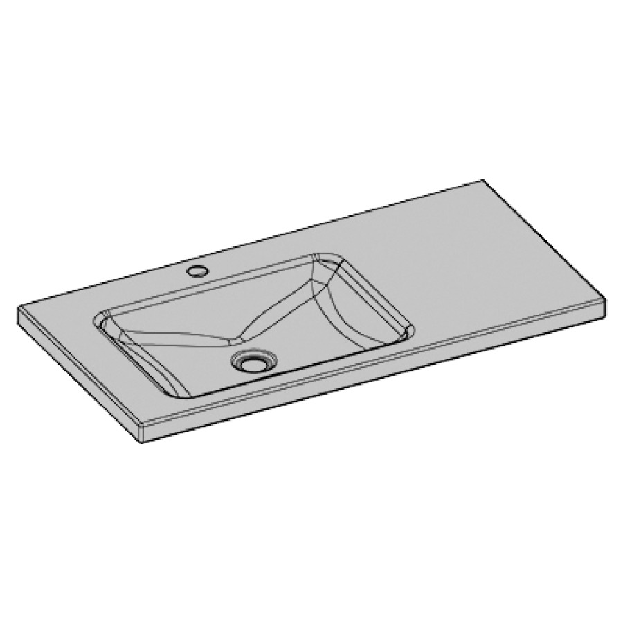 Lavabo à poser LOTUS
100 x 45 x 4 cm, acier
sans trop-plein, avec tablette
de robinetterie, lavabo à
gauche