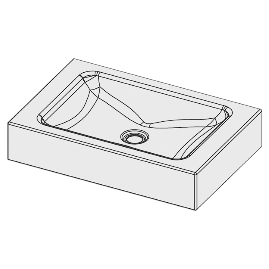 Lavabo LOTUS
60 x 40 x 12,5 cm, acier
sans trop-plein, sans tablette
de robinetterie