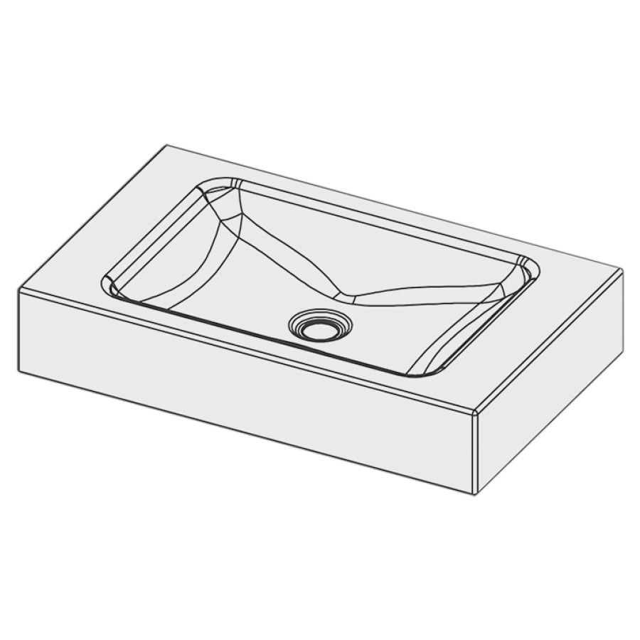 Lavabo LOTUS
65 x 40 x 12,5 cm, acier
sans trop-plein, sans tablette
de robinetterie