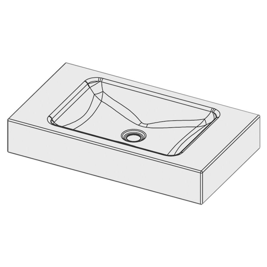 Lavabo LOTUS
70 x 40 x 12,5 cm, acier
sans trop-plein, sans tablette
de robinetterie