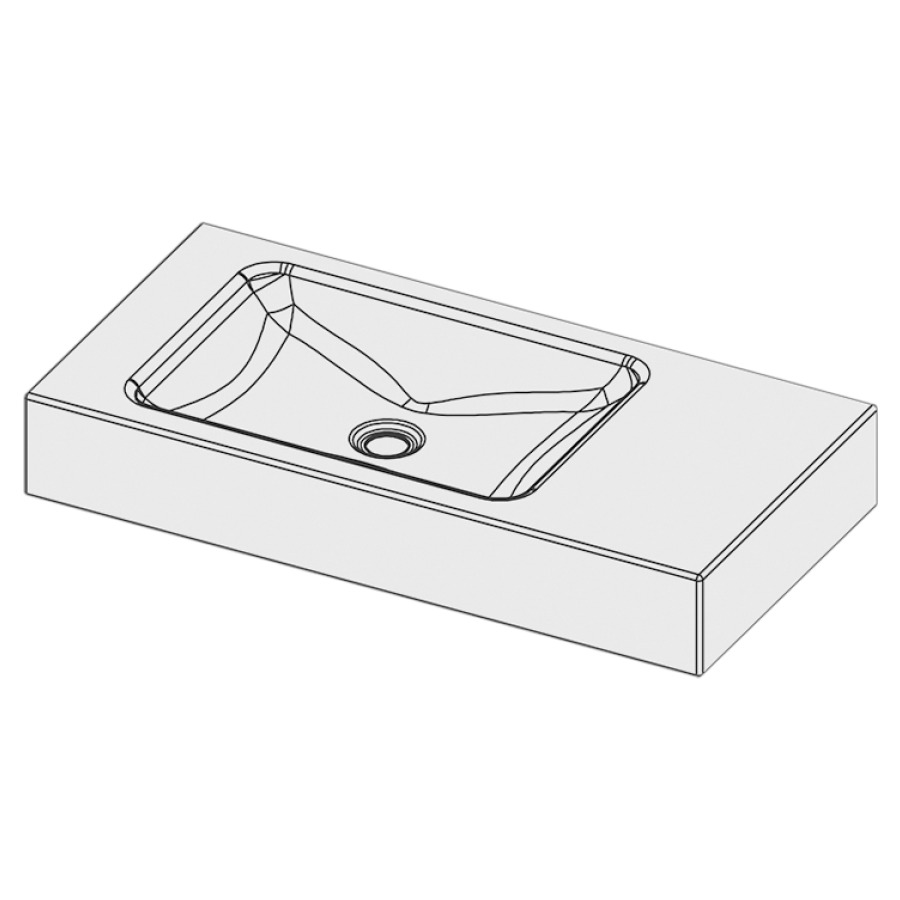 Lavabo LOTUS
80 x 40 x 12,5 cm, acier
sans trop-plein, sans tablette
de robinetterie, lavabo à
gauche