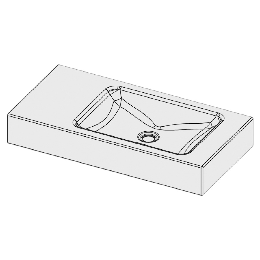 Lavabo LOTUS
80 x 40 x 12,5 cm, acier
sans trop-plein, sans tablette
de robinetterie, lavabo à
droite