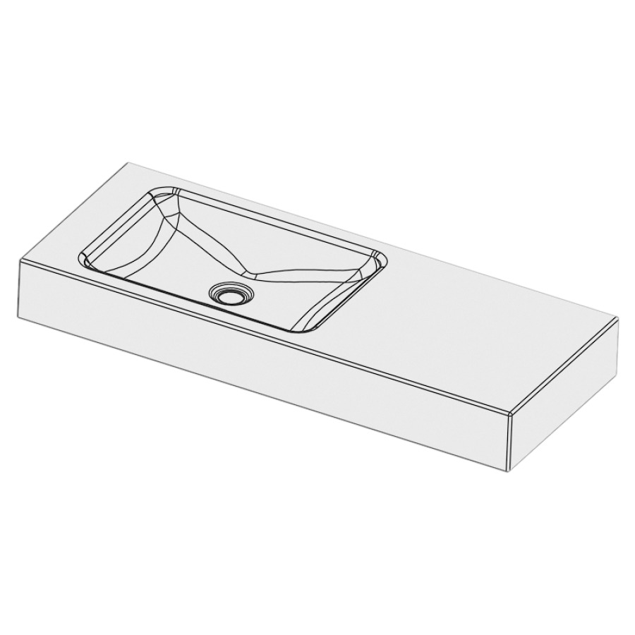 Lavabo LOTUS
100 x 40 x 12,5 cm, acier
sans trop-plein, sans tablette
de robinetterie, lavabo à
gauche