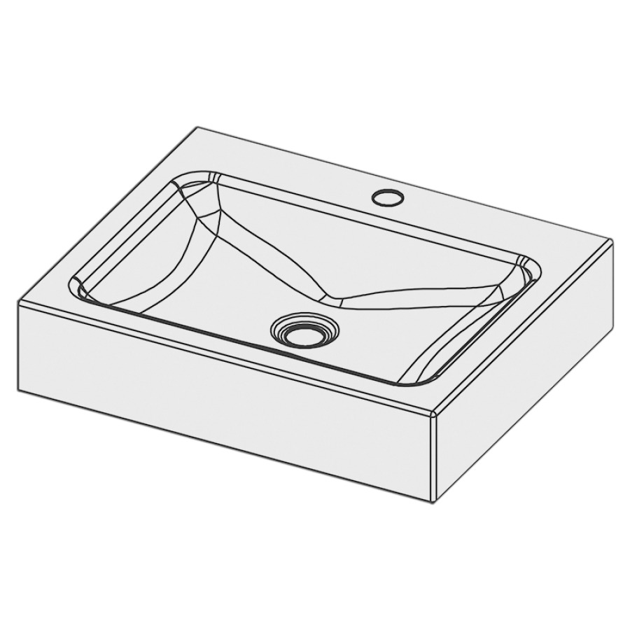 Lavabo LOTUS
55 x 45 x 12,5 cm, acier
sans trop-plein, avec tablette
de robinetterie