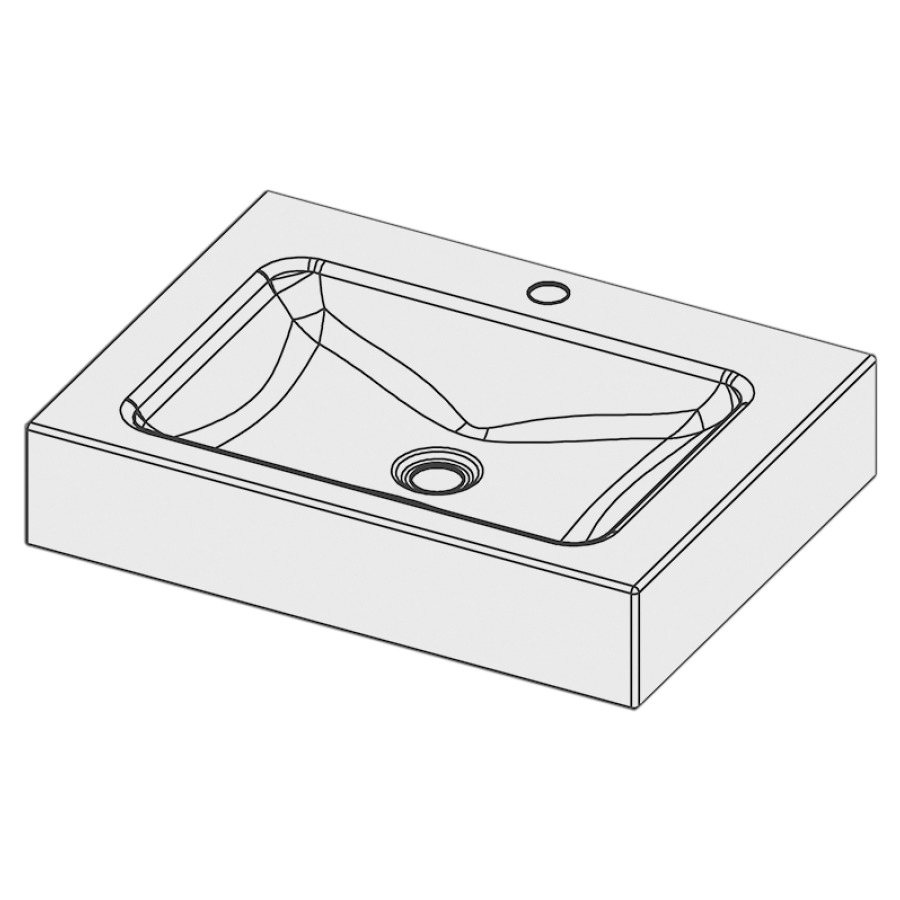 Lavabo LOTUS
60 x 45 x 12,5 cm, acier
sans trop-plein, avec tablette
de robinetterie