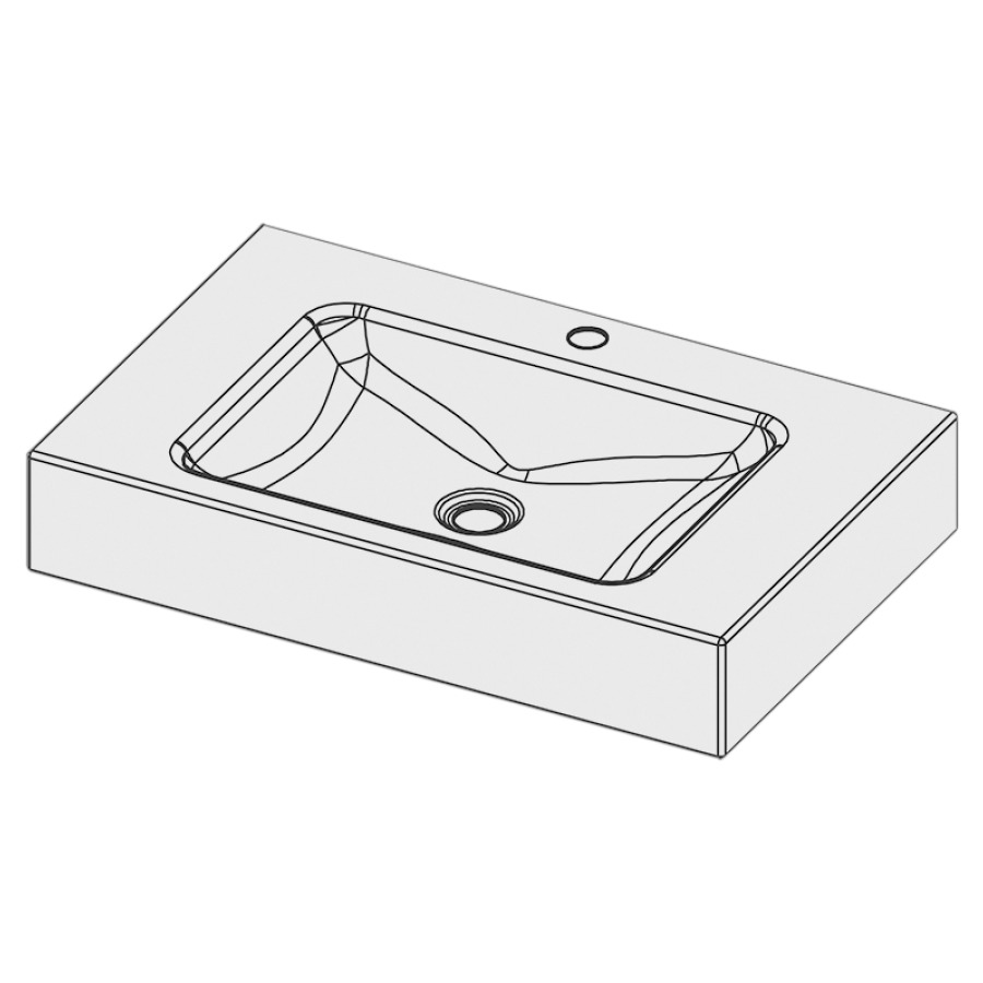 Lavabo LOTUS
70 x 45 x 12,5 cm, acier
sans trop-plein, avec tablette
de robinetterie