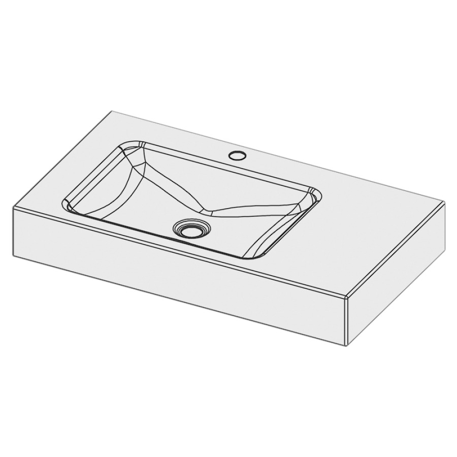 Lavabo LOTUS
80 x 45 x 12,5 cm, acier
sans trop-plein, avec tablette
de robinetterie, lavabo à
gauche