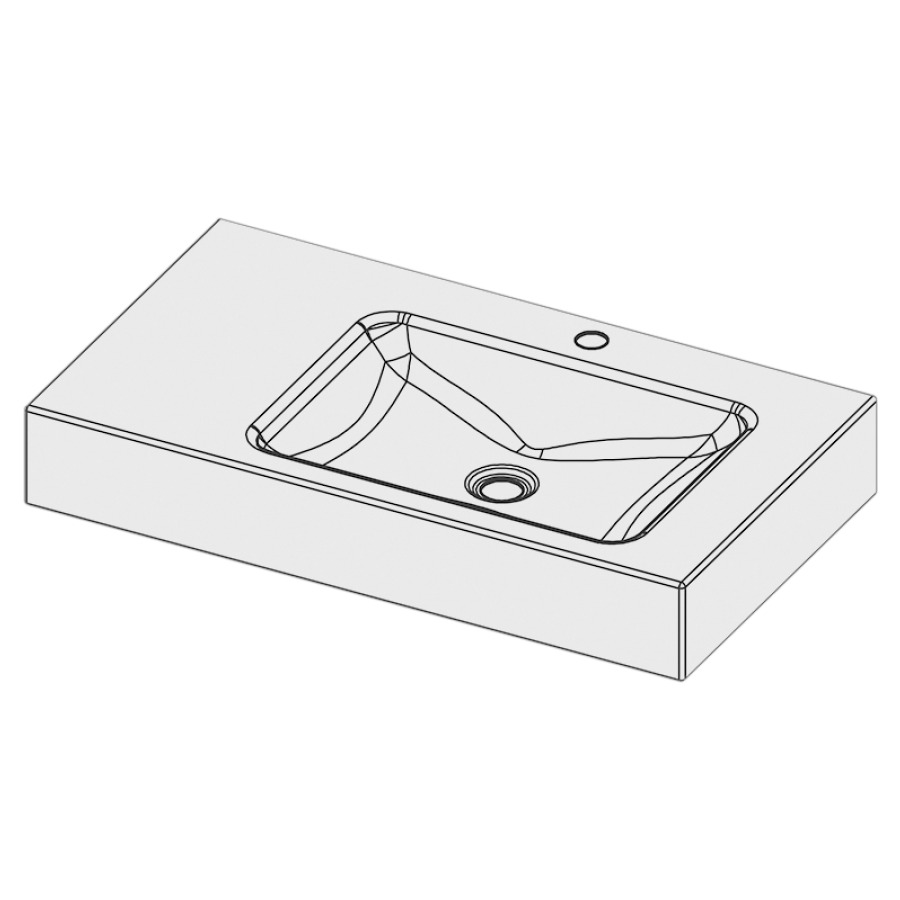 Lavabo LOTUS
80 x 45 x 12,5 cm, acier
sans trop-plein, avec tablette
de robinetterie, lavabo à
droite