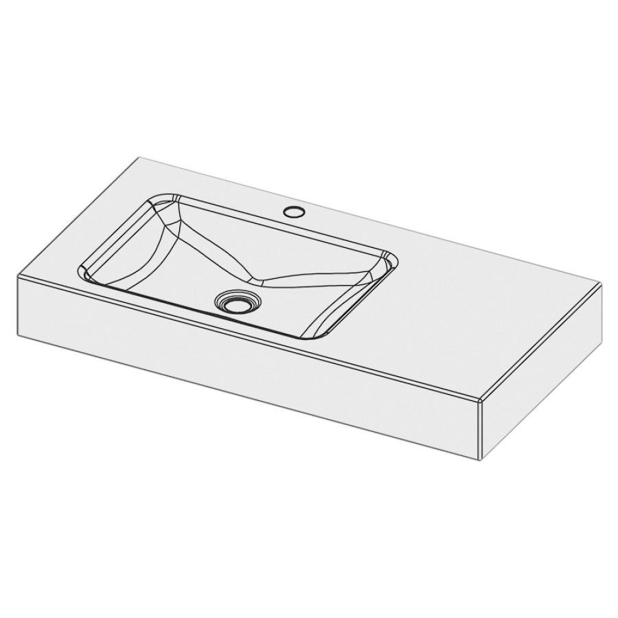 Lavabo LOTUS
90 x 45 x 12,5 cm, acier
sans trop-plein, avec tablette
de robinetterie, lavabo à
gauche