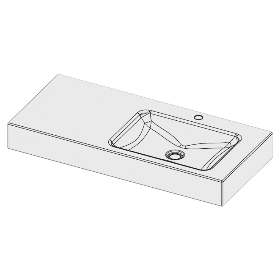 Lavabo LOTUS
100 x 45 x 12,5 cm, acier
sans trop-plein, avec tablette
de robinetterie, lavabo à
droite