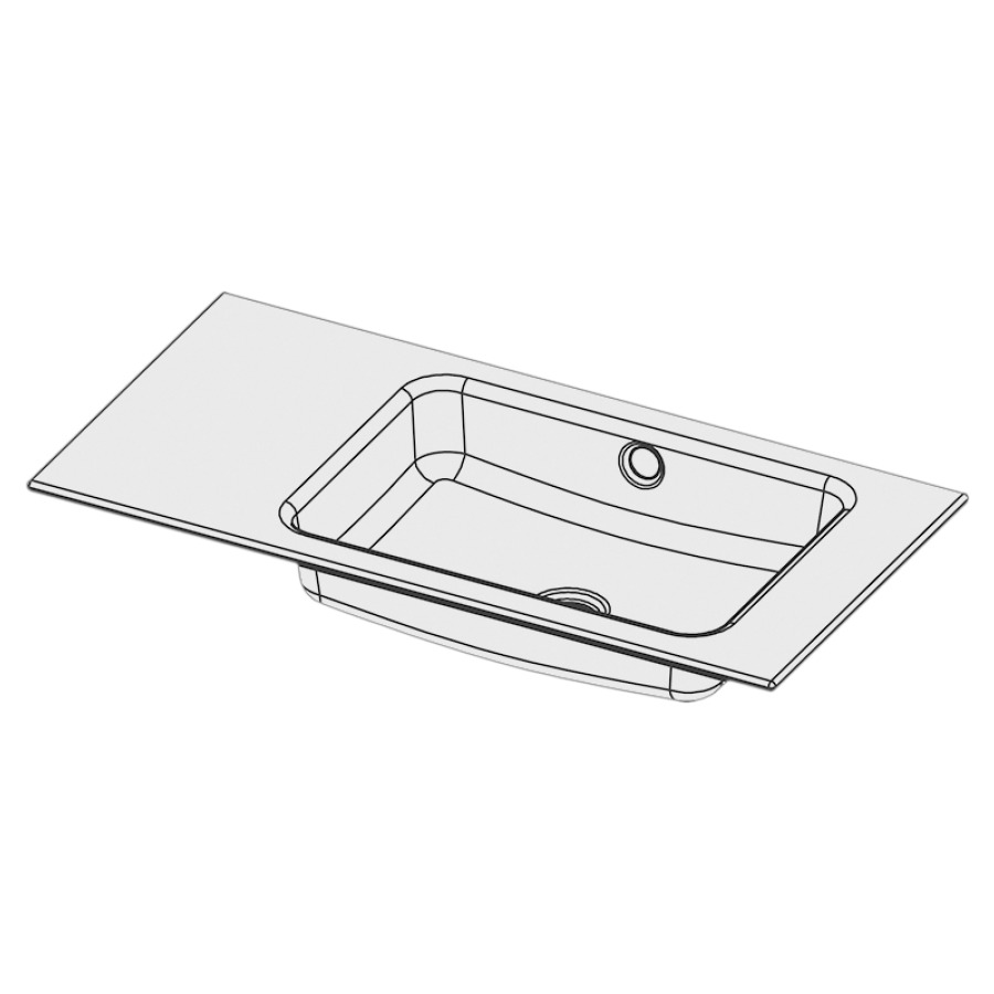 Lavabo à insérer MERO
80 x 40 x 1 cm, acier
avec trop-plein, sans tablette
de robinetterie, lavabo à
droite