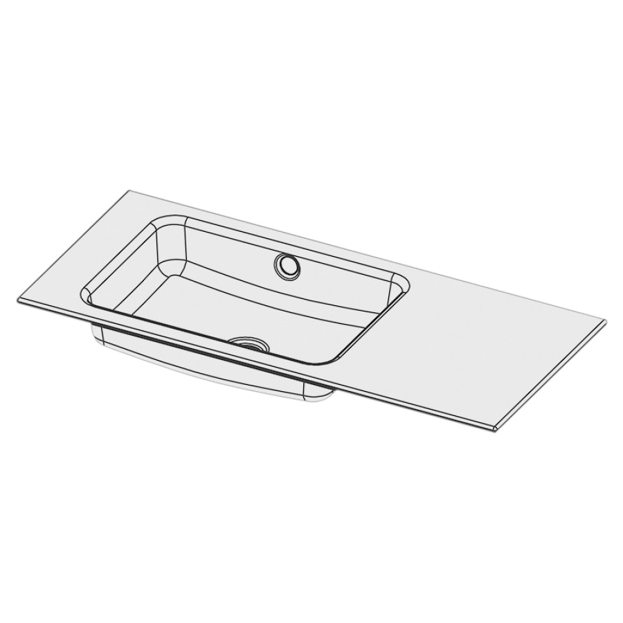 Lavabo à insérer MERO
90 x 40 x 1 cm, acier
avec trop-plein, sans tablette
de robinetterie, lavabo à
gauche