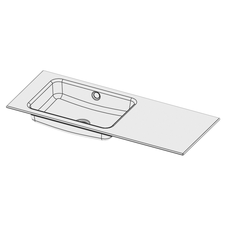 Lavabo à insérer MERO
100 x 40 x 1 cm, acier
avec trop-plein, sans tablette
de robinetterie, lavabo à
gauche