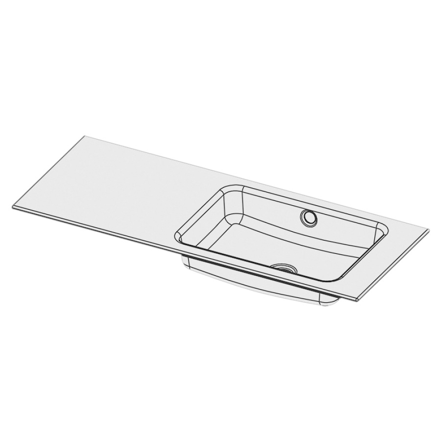 Lavabo à insérer MERO
100 x 40 x 1 cm, acier
avec trop-plein, sans tablette
de robinetterie, lavabo à
droite