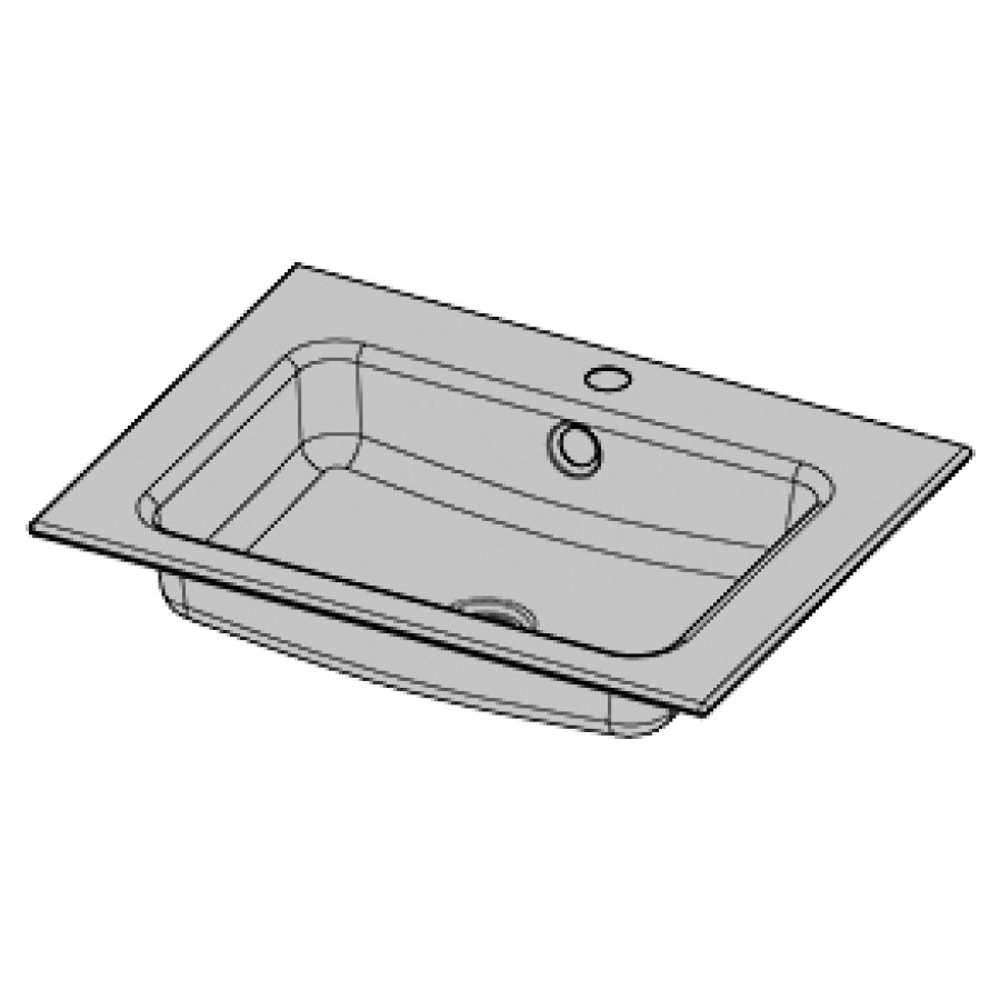 Lavabo à insérer MERO
55 x 45 x 1 cm, acier
avec trop-plein, avec tablette
de robinetterie