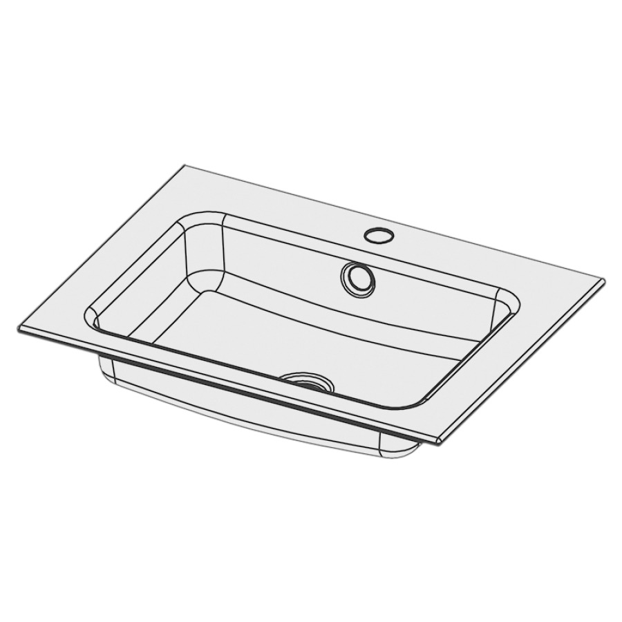 Lavabo à insérer MERO
60 x 45 x 1 cm, acier
avec trop-plein, avec tablette
de robinetterie