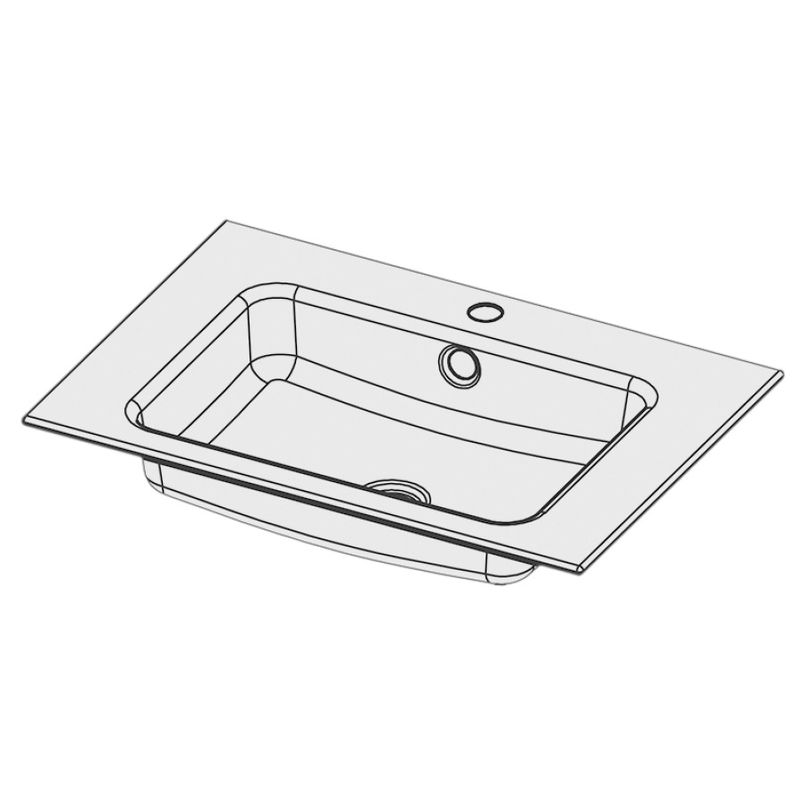 Lavabo à insérer MERO
65 x 45 x 1 cm, acier
avec trop-plein, avec tablette
de robinetterie
