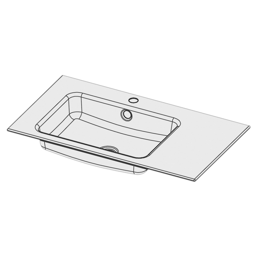Lavabo à insérer MERO
80 x 45 x 1 cm, acier
avec trop-plein, avec tablette
de robinetterie, lavabo à
gauche